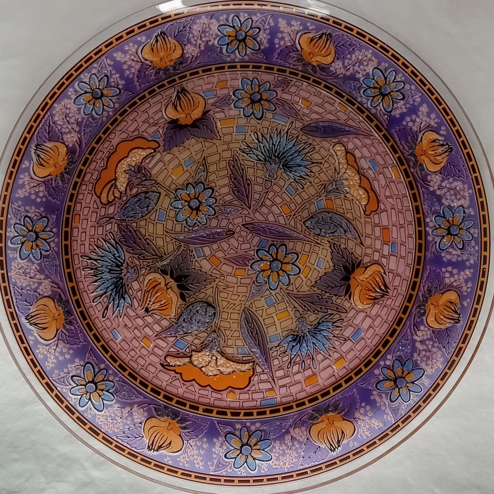 Vintage Mosaic Style Decorative Floral Plate